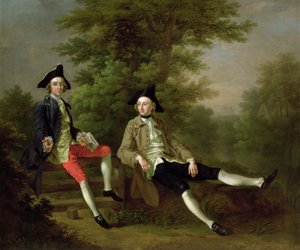 デビッド・ギャリックの肖像（1717-79）（左）とウィリアム・ウィンダムのフェルブリッグ（1717-61）（右）c.1745