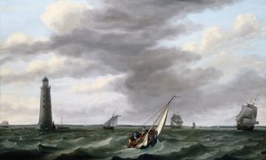 エディストーン灯台の船積み (キャンバスに油彩) 作： Francis Holman