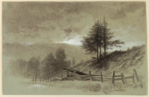レールフェンスのあるフィールド 作： Francis Hopkinson Smith