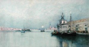 大運河の月の出」（水彩・紙） 作： Francis Hopkinson Smith