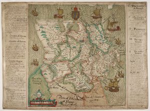 アルスターの地図 (紙にウォッシュを施したペンとインク) 作： Francis Jobson