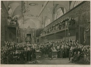 1820年の重要な調査中、ロンドンのウェストミンスターの貴族院の内部