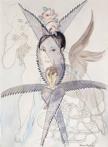 透明 - 頭と翼のある馬；透明 - テテとシュヴァル・アイル 1928年頃 （紙に水彩、ガッシュ、黒チョークと鉛筆） 作： Francis Picabia