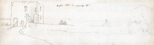 1678年のカーディフ （紙に水彩、茶インク） 作： Francis Place