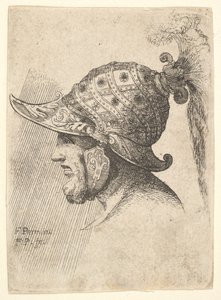 ヘルメットをかぶった頭、1662-78。 作： Francis Place