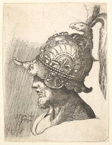 ヘルメットをかぶった頭、1662-78。 作： Francis Place