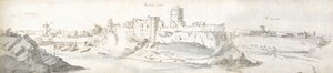 ペンブローク城、1678年頃（紙に水彩、茶インク） 作： Francis Place