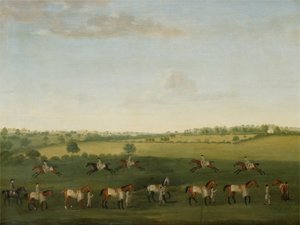 チャールズ・ウォーレ・マレット卿の運動時の競走馬のひも（キャンバスに油彩）
