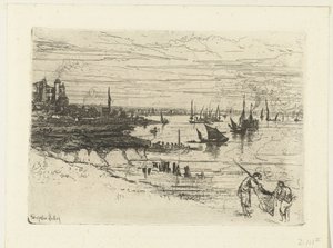 イン オン ザ テムズ ザ・イン、パーフリート 作： Francis Seymour Haden (Sir) (signed by artist)