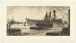 船アガメムノンの解体 アゲムノンの分裂 作： Francis Seymour Haden (Sir) (signed by artist)