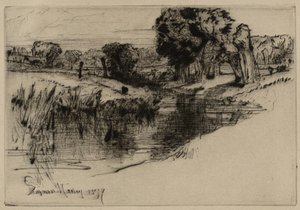 背水、1877（ドライポイント） 作： Francis Seymour Haden