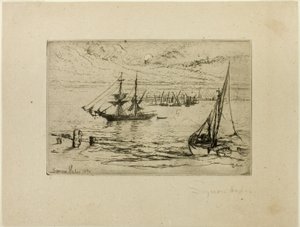 ブリッグ アット アンカー 作： Francis Seymour Haden