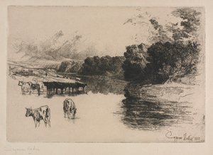 ランカシャー川、1881年。 作： Francis Seymour Haden