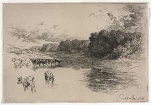 ランカシャー川、1881年。 作： Francis Seymour Haden