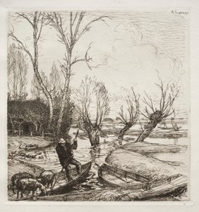水浸しの沼地で: 羊飼いの女 作： Francis Seymour Haden