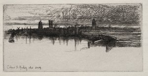 リトル・カレー・ピア、1865年、午前3時 作： Francis Seymour Haden