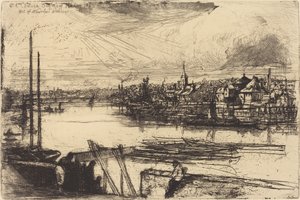 オールド チェルシー、ウィスラーの窓の外 (バタシー リーチ) 作： Francis Seymour Haden