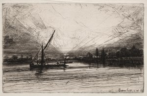 テムズ川の夕日 作： Francis Seymour Haden