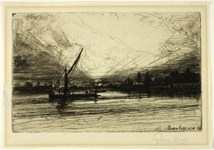 テムズ川の夕日 作： Francis Seymour Haden
