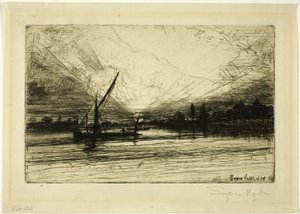 テムズ川の夕日 作： Francis Seymour Haden