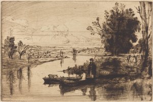 テムズ川の漁師 作： Francis Seymour Haden
