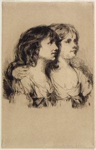 双子のサラとアン・ヘイデン（第2番）、1885 作： Francis Seymour Haden