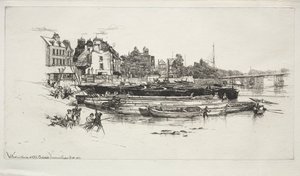 ウィスラーズハウス、オールドチェルシー、1863年。 作： Francis Seymour Haden