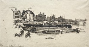 ウィスラーズハウス、オールドチェルシー、1863年。 作： Francis Seymour Haden