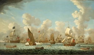 1767年、スピットヘッド（イギリス）の海軍雑誌。キャンバスに油彩 作： Francis Swaine