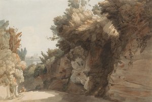 Arco Scuro の近くの眺め、Villa Medici、ローマ、1785 の方を向いています。 作： Francis Towne