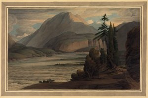 グリソンの谷、1781年（ペンとインク、紙で洗う） 作： Francis Towne