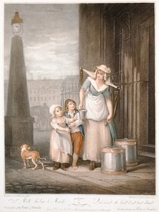 メイドの下のミルク、「ロンドンの叫び」のプレート2、ルイージ・スキアボネッティ（1765-1810）によって彫刻Colnaghi und Co.、1793年（点描彫刻）