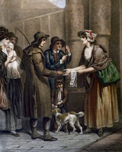 新曲のための楽譜の販売者、フランシス・ウィートリー（1747-1801）の彫刻、イギリス・ロンドンのCriesより