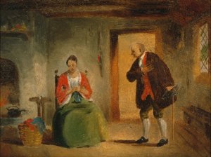 インテリアスタディ、1835-63（ボードに取り付けられた紙に油彩） 作： Francis William Edmonds