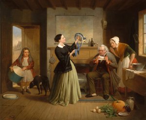 新しいボンネット、1858年。 作： Francis William Edmonds
