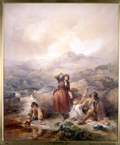 「羊飼いの食事」、1844 作： Francis William Topham