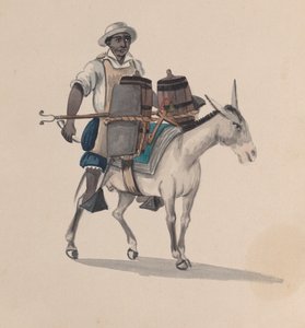 ロバに乗った水運び（ペルーの衣装を描いたデッサン群より）1848年頃 作： Francisco
