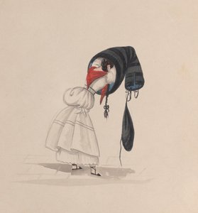 後ろから見た女性がサヤをつけている様子（「...を描いたデッサン群」より）、1848年頃 作： Francisco