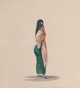 サヤを着た女性の横顔（ペルーの女性を描いた絵の中から）、約184年 作： Francisco
