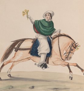 馬に乗った優雅な女性（ペルー...を描いたデッサン群より） 1848年頃 作： Francisco