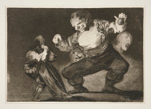 Bobalic?n (Simpleton), pl. シリーズ ロス プロベルビオス から 4 作： Francisco de Goya