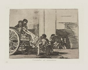 墓地への車道。 （墓地へのカートロード。）、pl。 シリーズ「戦争の災害」からの64 作： Francisco de Goya