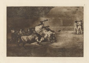 雄牛に投げられた馬、ラ・タウロマキア（第3版）のプレートB 作： Francisco de Goya