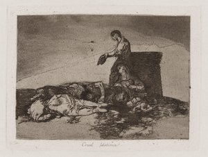 残酷な哀れみ！ (Cruel Tale of Woe!)、The Disasters of War のプレート 48 作： Francisco de Goya