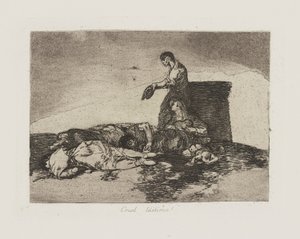 残酷な哀れみ！ (悲惨な残酷な物語!)、pl。 シリーズ「戦争の災害」からの48 作： Francisco de Goya