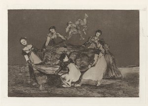 死んだロバよりも重いとしても知られる女性の愚かさ、シリーズ Proverbs から 作： Francisco de Goya