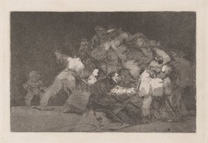 Los disparate (The Proverbs) シリーズの 1 匹の猫と信者のドレスとしても知られる愚か者将軍 作： Francisco de Goya