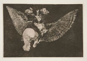 Disparate volante (Flying Folly), pl. シリーズ 5 から Los proverbios 作： Francisco de Goya