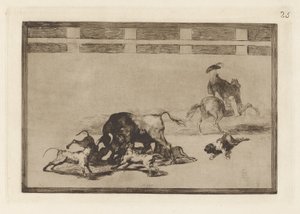 Echan perros al toro (They Loose Dogs on the Bull), Plate 25 from La tauromaquia 作： Francisco de Goya