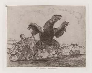 肉食性のハゲタカ、「戦争の災害」のプレート 76 作： Francisco de Goya
